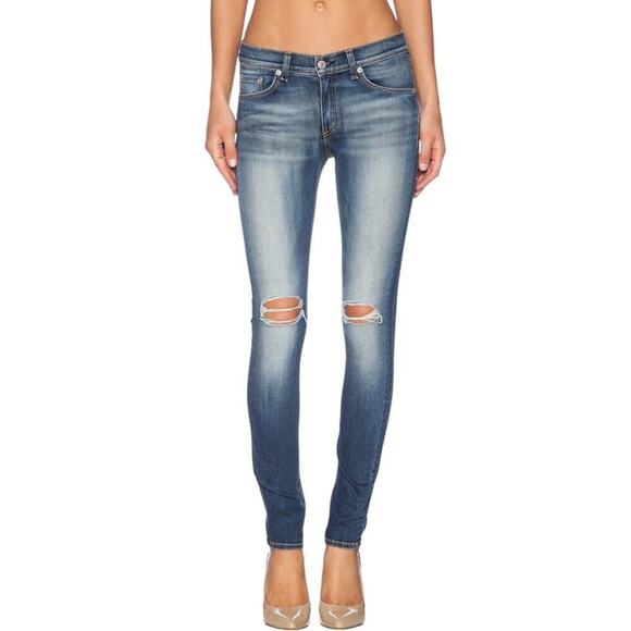 Rag & Bone The Skinny Jeans Pacifico Destroyed Size 24 Light - Picture 9 of 11